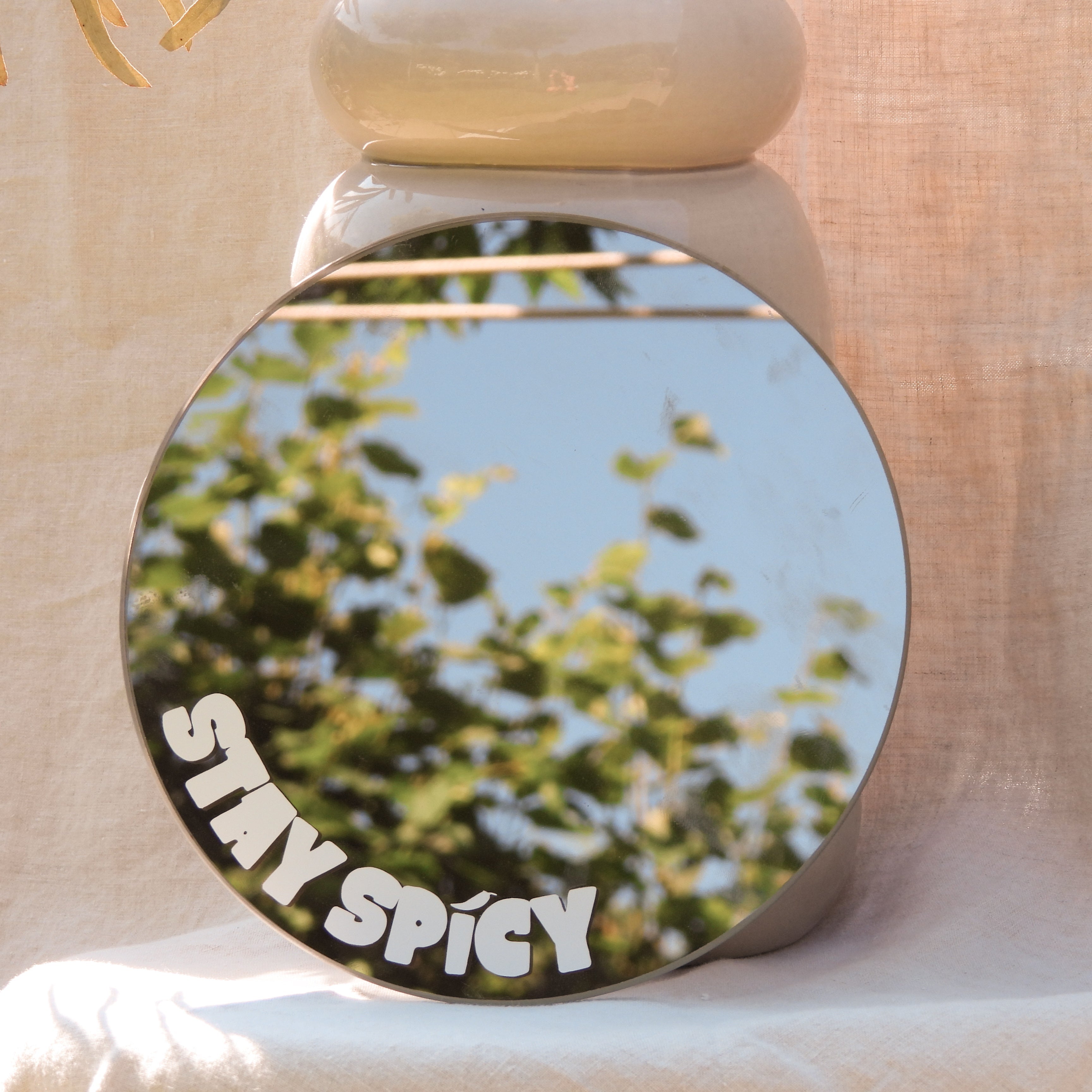 Personaliseerbaar spiegel - met jouw eigen tekst of logo  |  ⌀20cm